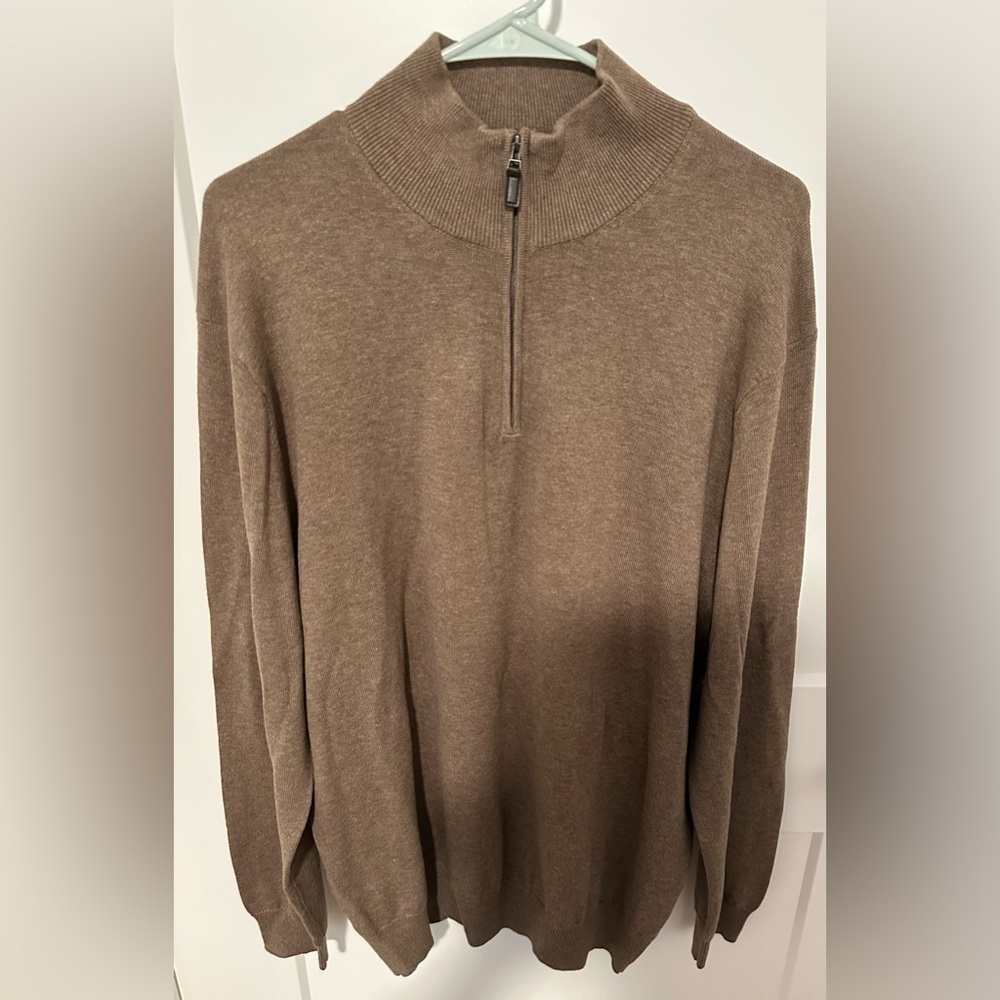 Jos. A. Bank Traveler 100% Pima Cotton Mock Neck Zip-Up Sweater